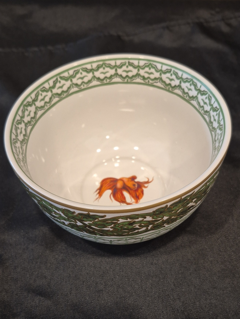 Williams Sonoma Koi Green Vine Porcelain Serving Bowl Or Rice Bowl